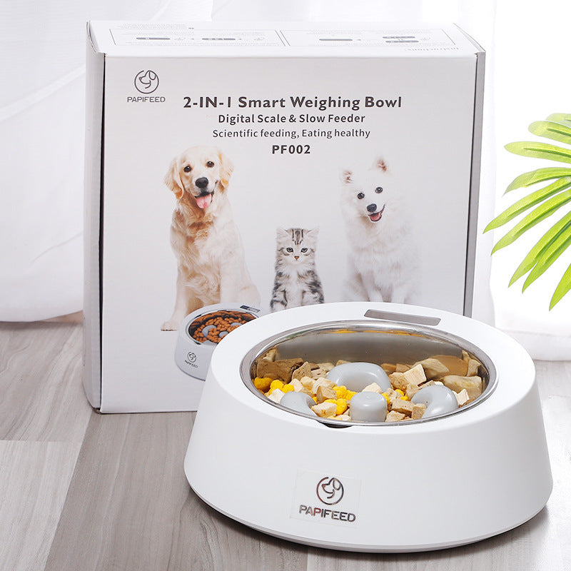 Smart Slow Feeder Bowl - Weighted Pet Food Dish for Dogs & Cats