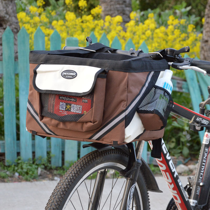 Pet Bike Basket Carrier – Removable Front Handlebar Bag for Cats & Dogs