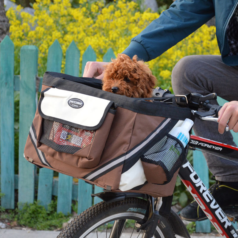 Pet Bike Basket Carrier – Removable Front Handlebar Bag for Cats & Dogs