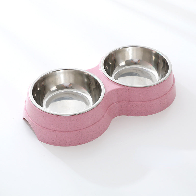 Double Stainless Steel Pet Bowl - Food & Water Feeder for Dogs & Cats