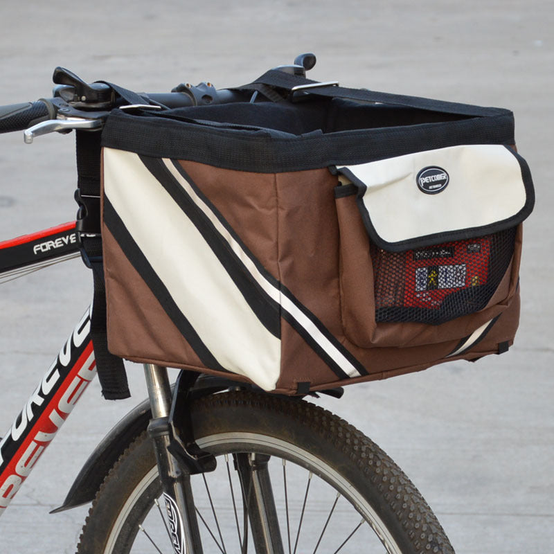 Pet Bike Basket Carrier – Removable Front Handlebar Bag for Cats & Dogs