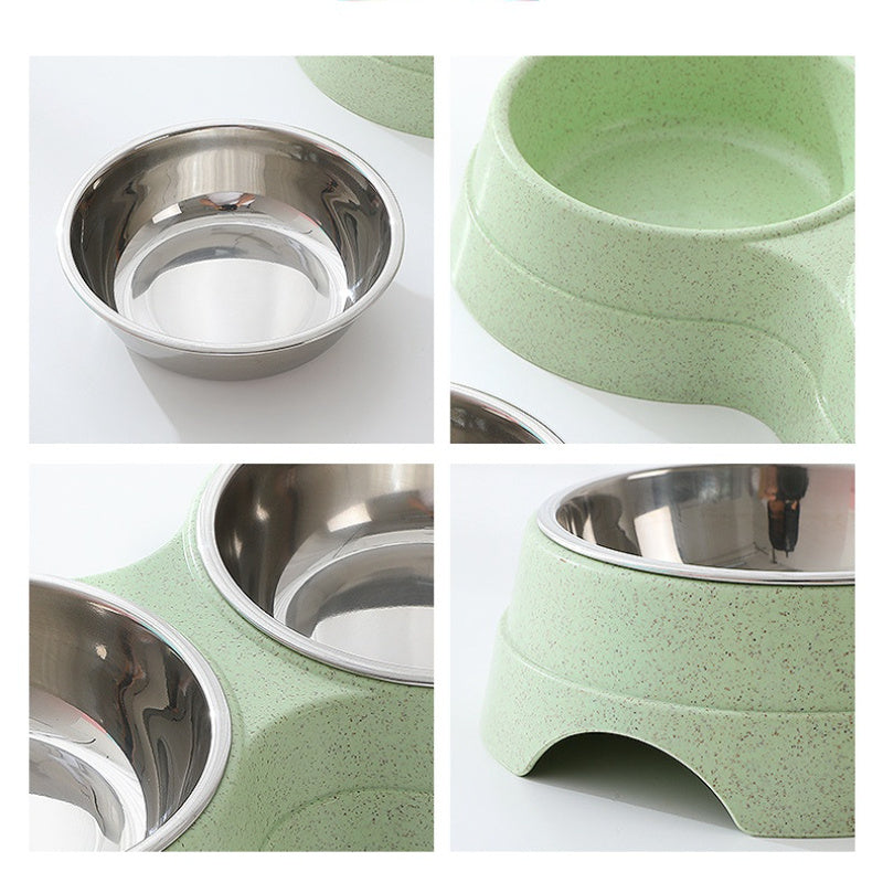 Double Stainless Steel Pet Bowl - Food & Water Feeder for Dogs & Cats