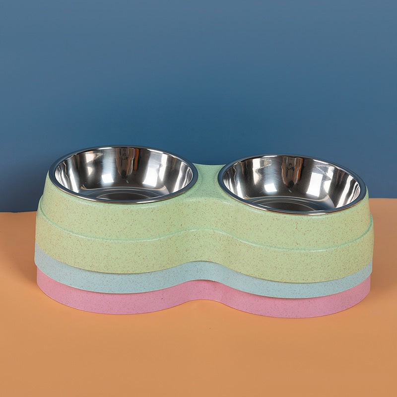 Double Stainless Steel Pet Bowl - Food & Water Feeder for Dogs & Cats