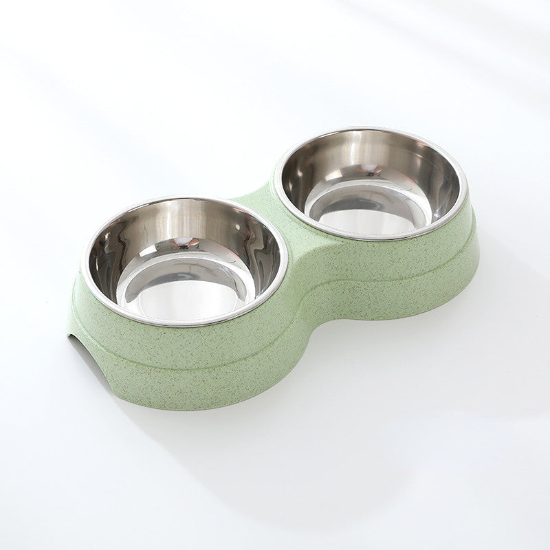Double Stainless Steel Pet Bowl - Food & Water Feeder for Dogs & Cats