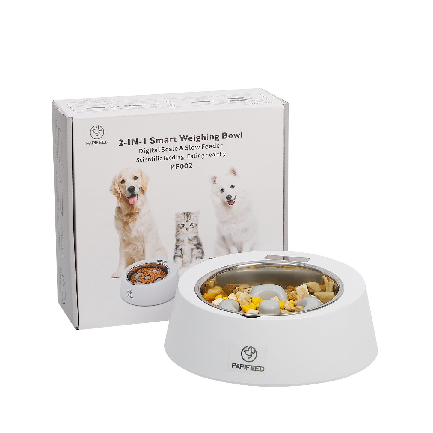 Smart Slow Feeder Bowl - Weighted Pet Food Dish for Dogs & Cats