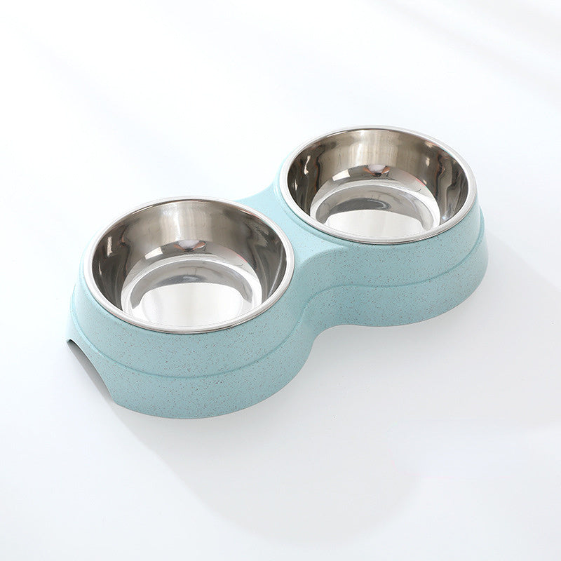 Double Stainless Steel Pet Bowl - Food & Water Feeder for Dogs & Cats