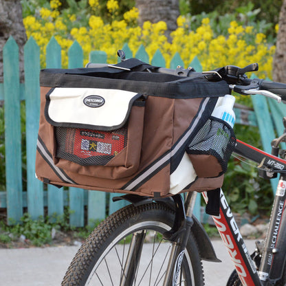 Pet Bike Basket Carrier – Removable Front Handlebar Bag for Cats & Dogs