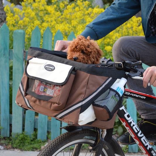 Pet Bike Basket Carrier – Removable Front Handlebar Bag for Cats & Dogs