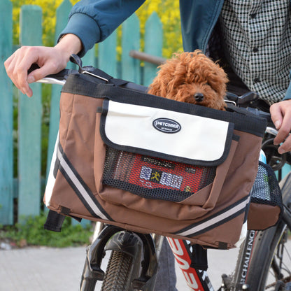 Pet Bike Basket Carrier – Removable Front Handlebar Bag for Cats & Dogs