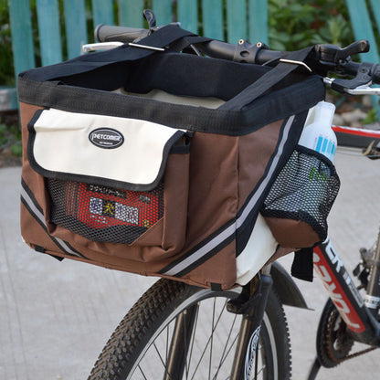 Pet Bike Basket Carrier – Removable Front Handlebar Bag for Cats & Dogs
