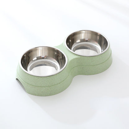 Double Stainless Steel Pet Bowl - Food & Water Feeder for Dogs & Cats