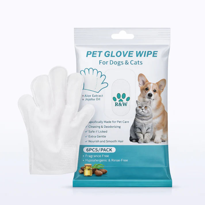 Hypoallergenic Pet Cleaning Glove Wipes (Pack of 6)
