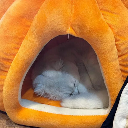 Cozy Pumpkin Pet Bed for Cats